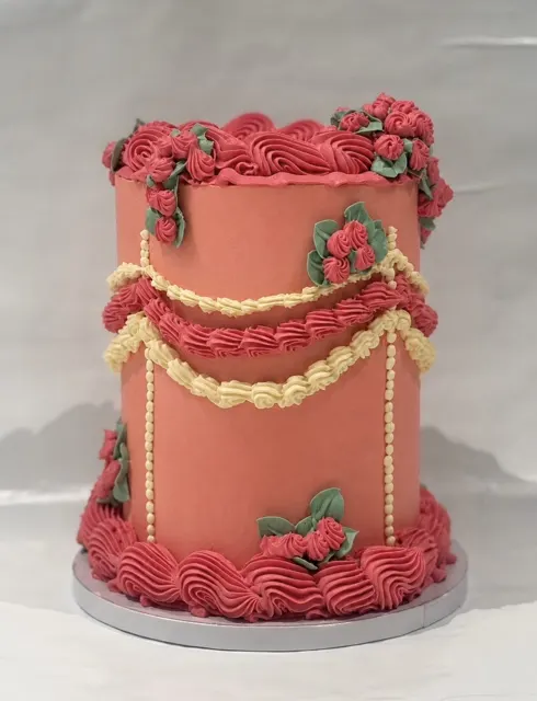 Korallfarget vintagekake